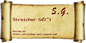 Streicher Gál névjegykártya
